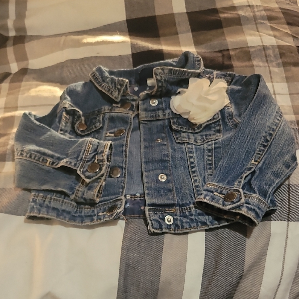Charming Blue Kids Denim Jacket with Floral Detail